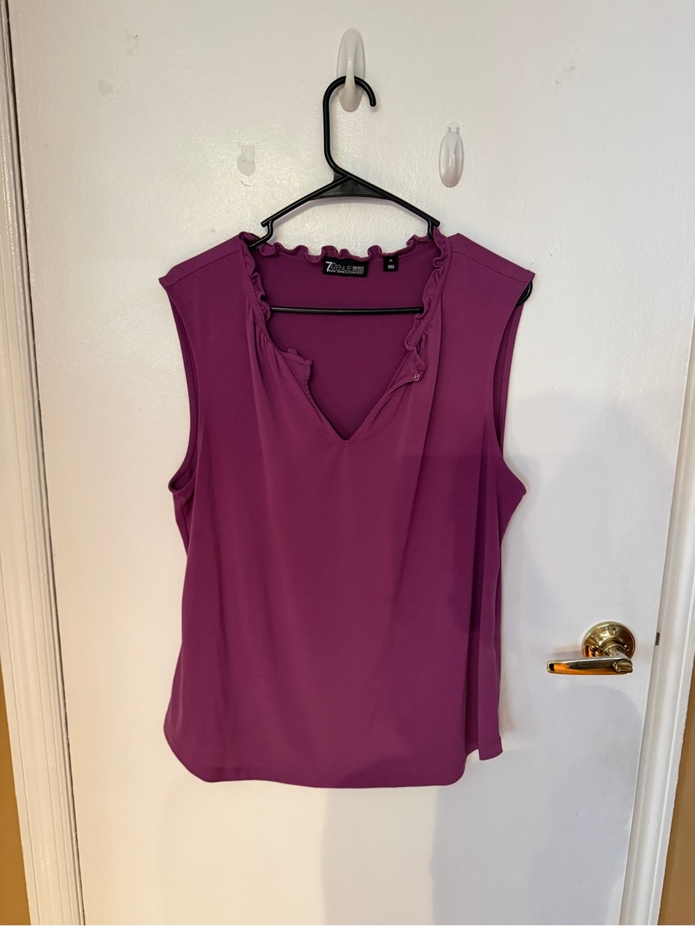 Sleeveless Ruffle V-Neck Top in Berry